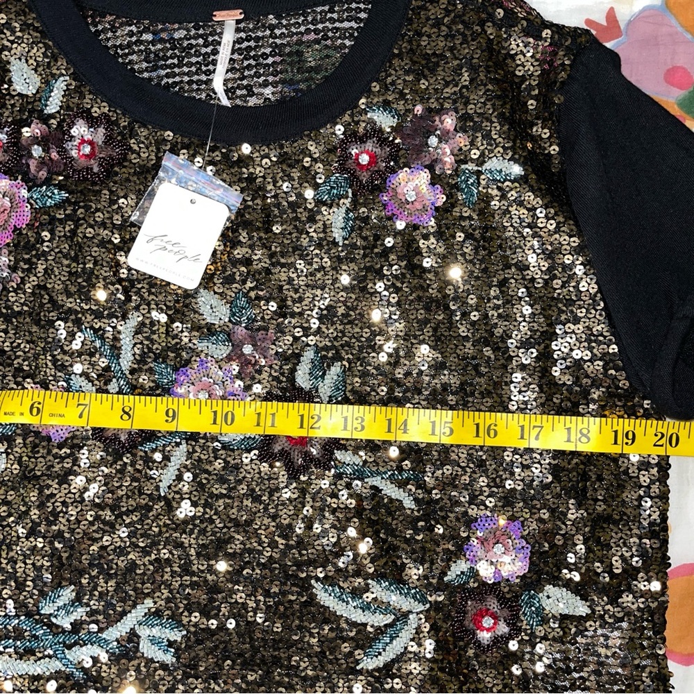 Free People / Life Of The Party Floral Sequined Top - Picture 11 of 13
